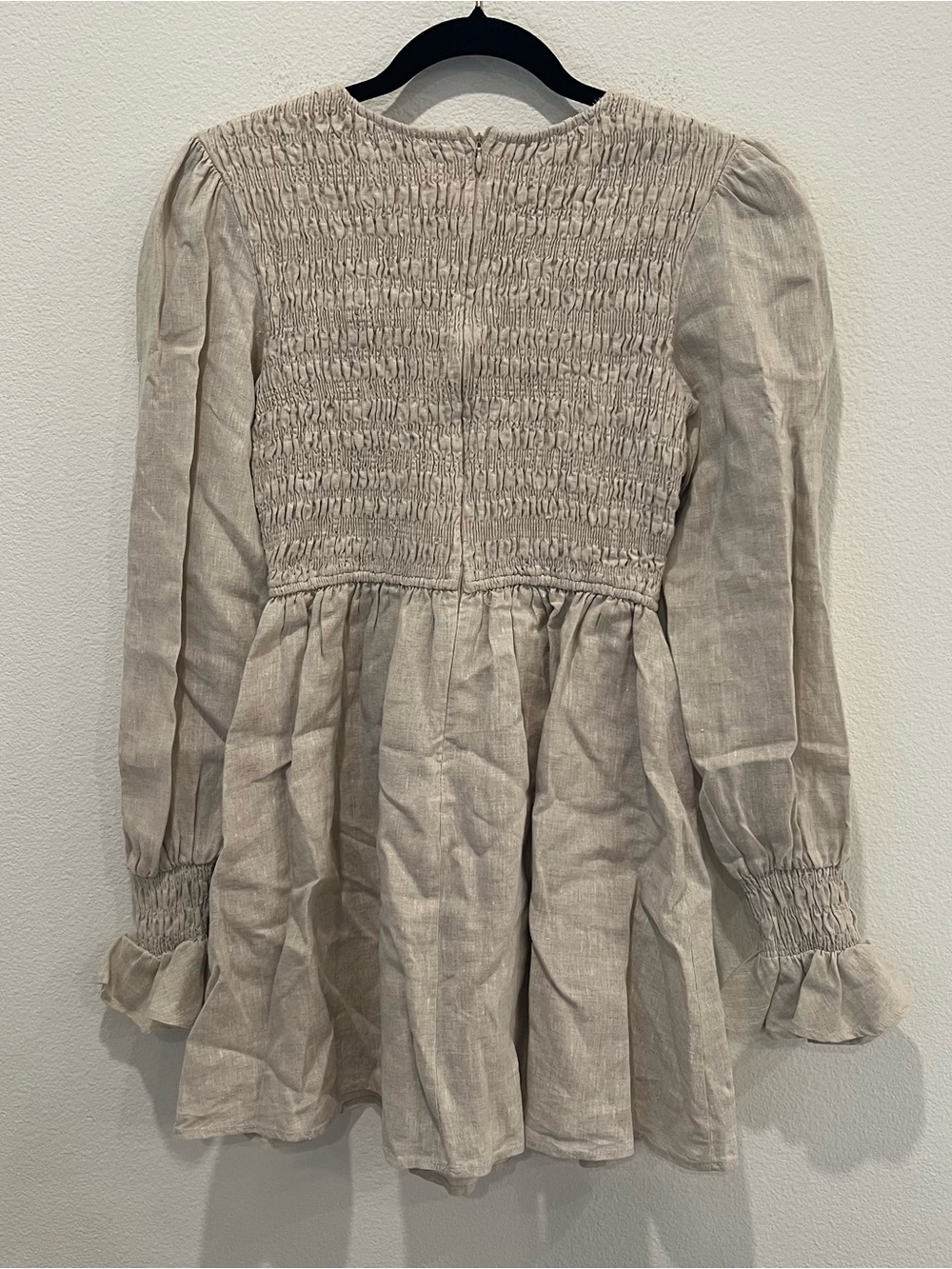 DISSH Kennedy Natural Linen Mini Dress Beige Sleeveless Feminine Casual Size 8 - Picture 6 of 8